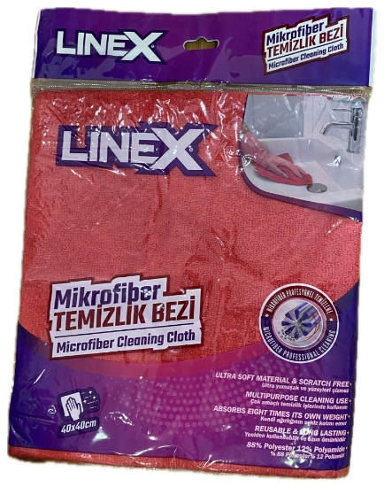 Linex Mikrofiber Overloklu Temizlik Bezi 40 x 40 cm Kırmızı