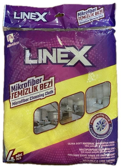 Linex Mikrofiber 4'lü Temizlik Bezi 40 x 40 cm Sarı