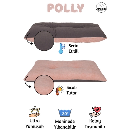 Poly Kedi Köpek Minderi Pembe&Gri 35X50