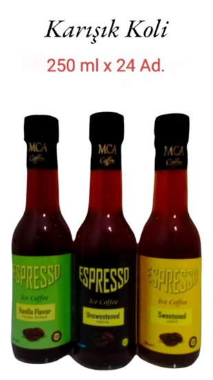 Mca Espresso Soğuk Kahve Şekersiz,Şekerli,Vanilya Karışık koli 250 ml