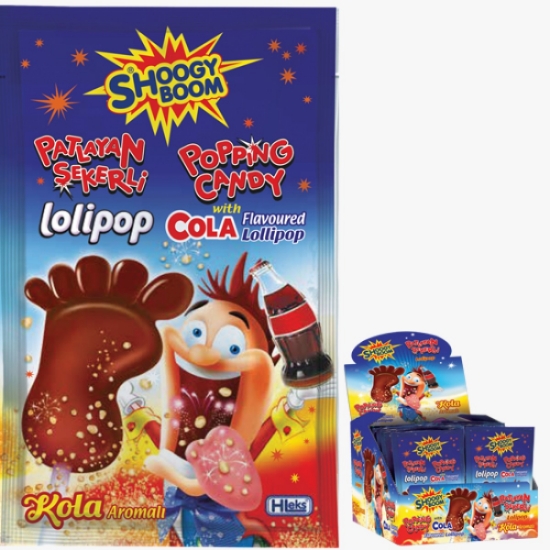 Hleks Kolalı 12 Gr Patlayan Şekerli Ayak Lolipop 48'Li Paket