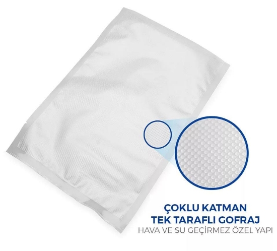 Private 5 KG Gofrajlı 90 Mikron Ev Tipi Gıda Tırtıklı Vakum Poşeti 25X35 cm