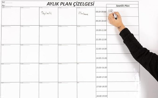 Private Akıllı Kağıt Tahta 110×100 Cm Aylık Plan Çizelgesi