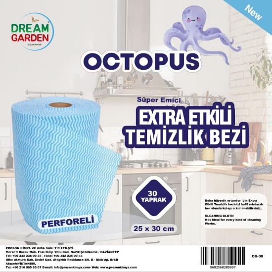 Dream Garden Octopus Perforeli Temizlik Bezi 25 x 30 cm (30 YPR)