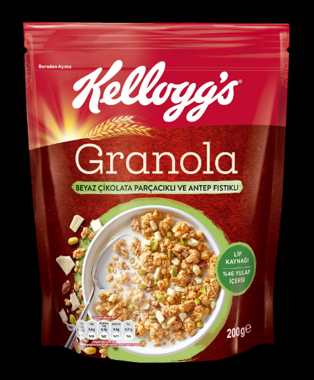 Kellogg's Beyaz Çikolata Parçacıklı&Antep Fıstıklı Granola 200 Gr