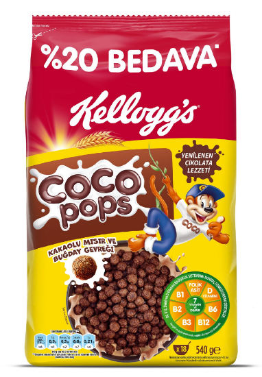 Kellogg's Coco Pops Çikolatalı Buğday Ve Mısır Gevreği 540 Gr %20 Avantajlı