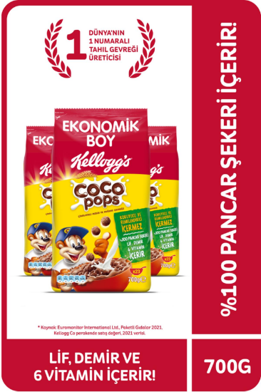 Kellogg's Coco Pops Çikolatalı Buğday ve Mısır Gevreği 700 Gr x 3 Adet