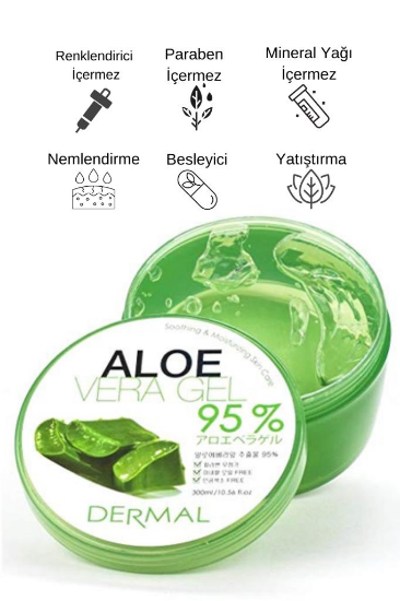 DERMAL Nemlendirici, Yatıştırıcı, Tazeleyici Aloe Vera Jel %95 300 ml