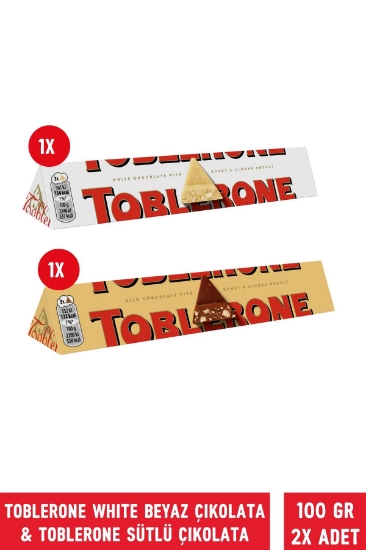 Toblerone White Beyaz Çikolata 100 gr & Toblerone Sütlü Çikolata  2'li Paket