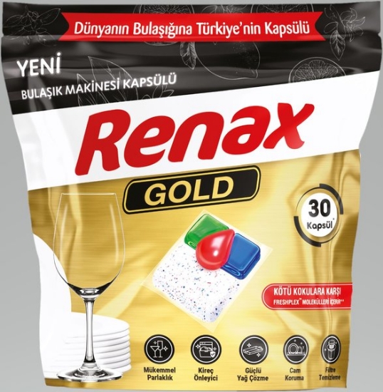 Renax Bulaşık Makinesi Kapsülü Hepsi Bir Arada  30 'LU   ( GOLD  KÖTÜ KOKULARA KARŞI )