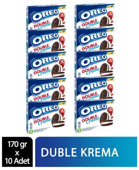 Oreo Duble Vanilya Aromalı Dolgulu Kakaolu Bisküvi 170 GR - 10  Paket