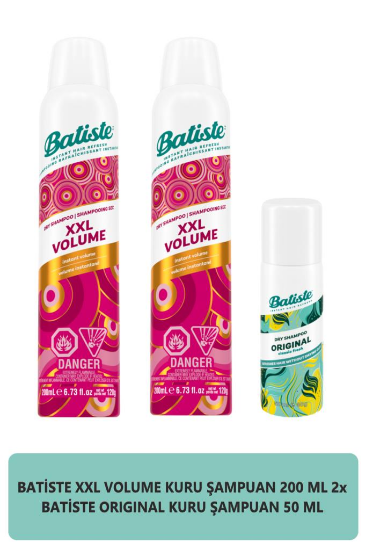 BATISTE KURU ŞAMPUAN XXL VOLUME 200 ML 2 adet+ BATISTE KURU ŞAMPUAN 50ml Birlikte