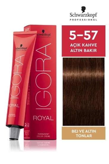 Schwarzkopf Igora Royal Bej Tonlar 5-57 Açık Kahve-Altın Bakır Saç Boyası 60 ml