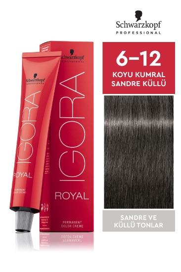 Schwarzkopf Igora Royal Küllü Tonlar 6-12 Koyu Kumral Sandre Küllü Saç Boyası 60 ml