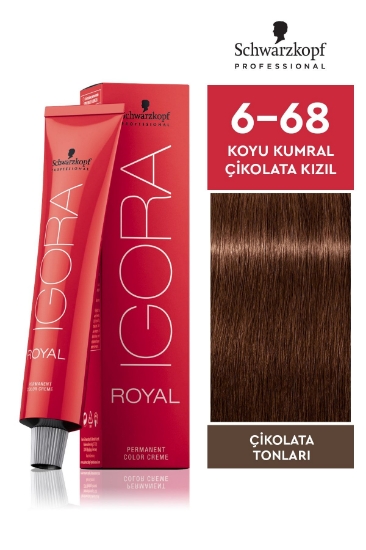 Schwarzkopf Igora Royal 6-68 Koyu Kumral Çikolata Kızıl Saç Boyası 60 ml