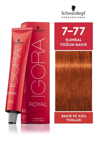 Schwarzkopf Igora Royal 7-77 Kumral Yoğun Bakır Saç Boyası 60 ml