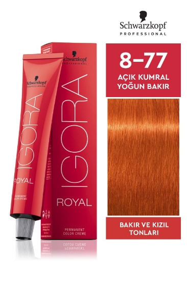 Schwarzkopf Igora Royal 8-77 Açık Kumral Yoğun Bakır Saç Boyası 60ml