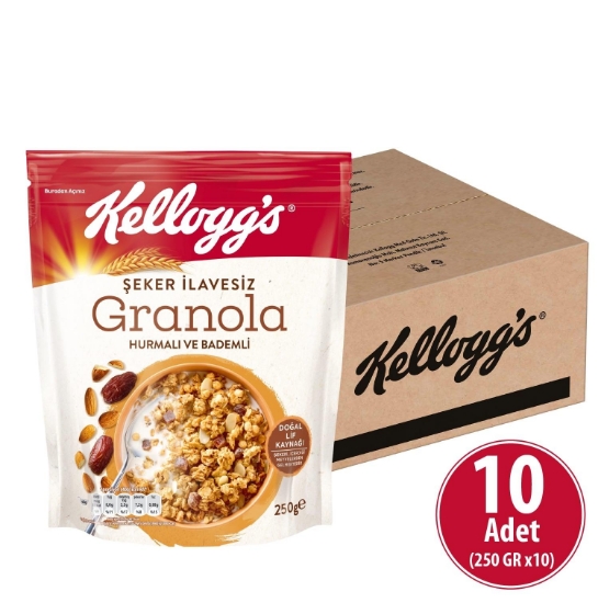 Kellogg's Şeker İlavesiz Granola Hurmalı Ve Bademli 250 gr x 10 Adet