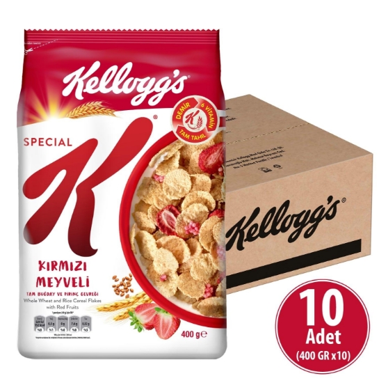 Kellog's Special K Kırmızı Meyveli Kahvaltılık Tam Buğday Ve Pirinç Gevreği 400 gr x 10 Adet