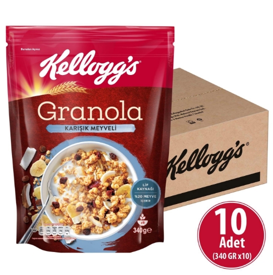 Kellogg's Granola Karışık Meyveli 340 gr x 10 Adet