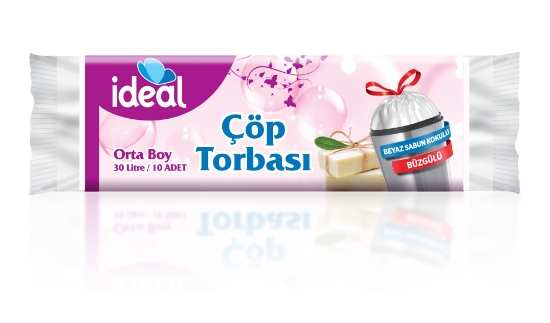 İdeal Beyaz Sabun Kokulu Büzgülü Çöp Torbası Orta 