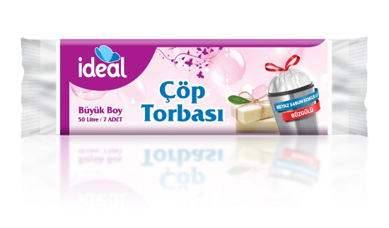 İdeal Beyaz Sabun Kokulu Büzgülü Çöp Torbası Büyük