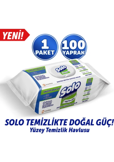 Solo Temizlikte Doğal Güç Okaliptus Çam Esintisi Yüzey Temizlik Havlusu 100 Yaprak