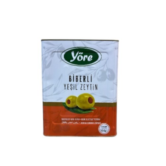 Yöre Biberli Yeşil Zeytin 10 Kg (231-260)-Süper