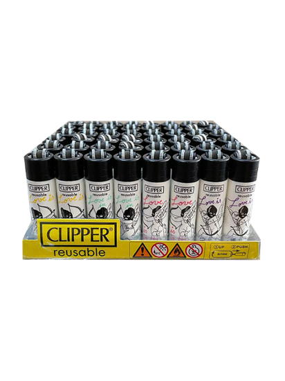 Clipper Beyaz Baskılı Taşlı Çakmak 48'li Paket