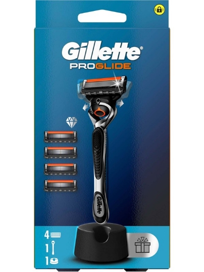 Gillette Proglide Tıraş Makinesi Ve Yedek Bıçağı 4'Lü + Tıraş Bıçağı Standı