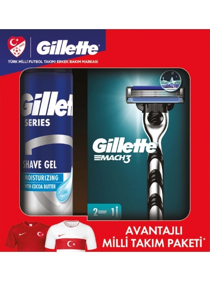 Gillette MACH 3 MAKİNE 2UP+Tıraş Jeli 200 ml Paketi