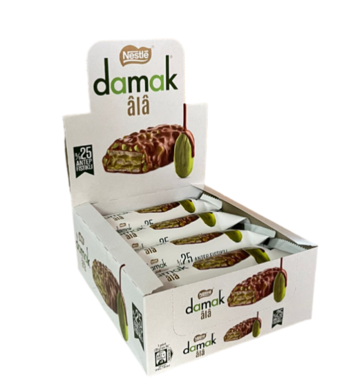 Nestle Damak Ala Antep Fıstıklı Çikolatalı Gofret 30 gr 12 Adet