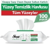 Sleepy Easy Clean Beyaz Sabun Katkılı Yüzey Temizlik Havlusu, 100 Yaprak