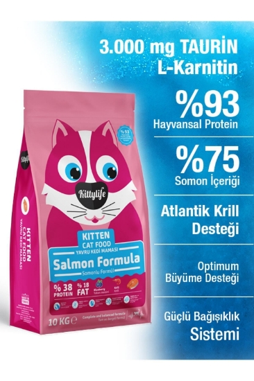 KİTTYLİFE KİTTEN SOMONLU YAVRU KEDİ MAMASI 10 KG