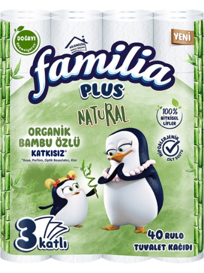 Familia Plus Natural Organik Bambu Özlü 40 Adet Tuvalet Kağıdı