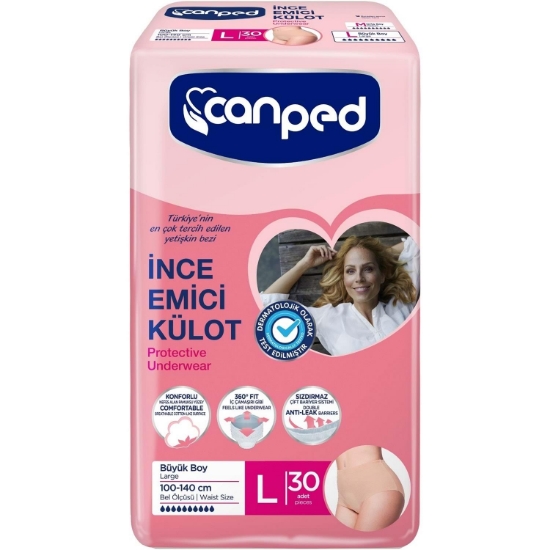 Canped İnce Emici Külot Büyük Boy 30 Adet L Bel Ölçüsü : 100 - 14