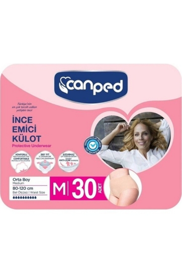 Canped İnce Emici Külot Orta Boy 30 Adet M Bel Ölçüsü : 80 - 120 