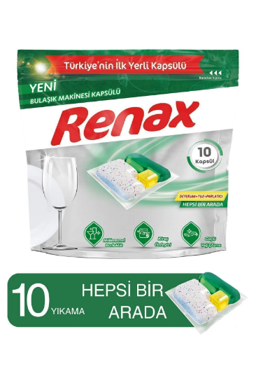 Renax Bulaşık Makinesi Kapsülü Hepsi Bir Arada 10 lu