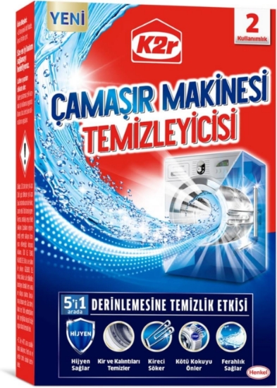 K2r 5 i 1 Arada Çamaşır Makinesi Temizleyicisi 2x75 gr