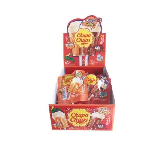 Chupa Chups Fizzy Kola ve Portakal Aromalı Lolipop Şekerleme 15 g x 25 Adet