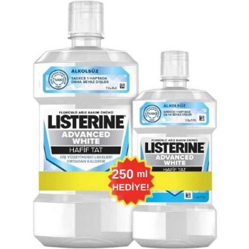 Listerine Advanced White Hafif Tat 500 Ml + 250 Ml Hediye