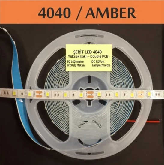 4040 Orjinal 3 Dirençli Şerit Led Amber Turuncu Metre Bazlı