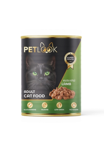 Petlook Konserve Yetişkin Kedi Maması  Kuzu Etli Parça Etli 415 GR