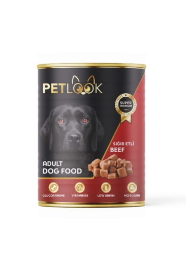 Petlook Konserve Köpek Maması  Yetişkin Sığır Etli, Parça Etli 415 GR