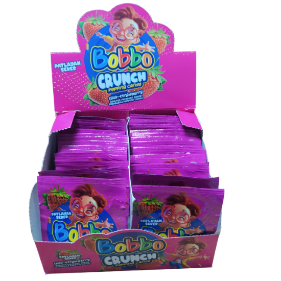 Bobbo Crunch 4 Gr Patlayan Şeker Çilek 40'lı Paket