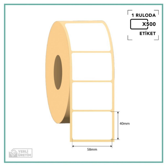 Termal Etiket Beyaz Zeminli 40 mm × 58 mm - 500 Adet