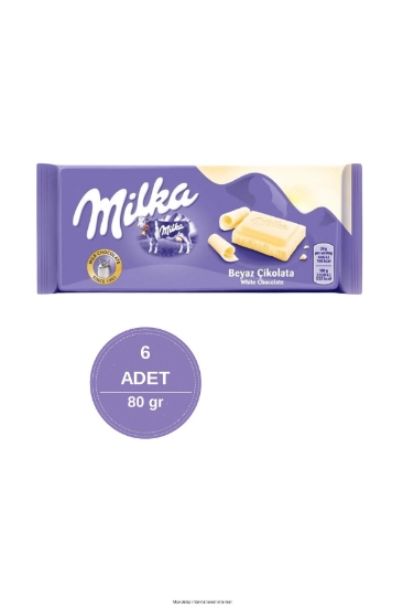 Milka Beyaz Tablet Çikolata 80 gr – 6 adet