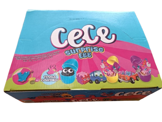 Cece  Surprise Egg Karışık Aromalı Şeker Kaplamalı  Oyuncaklı Plastik Yumurta 5gr 12'li