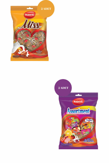 Kent Assortment Karışık (375 g)*2 + Kent Missbonbon Sütlü Şeker (