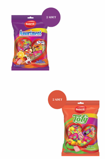 Kent Assortment Karışık (375 g)*2 + Kent Tofy Meyveli Bayram Şeke